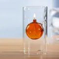 Elegante lámpara de aceite de vidrio ámbar con soporte cilíndrico claro - Café