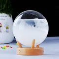 Boule de cristal en verre tempête avec base en bois pour décoration de bureau - Storm Glass Boule de Cristal avec Support