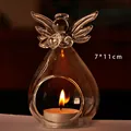 Elegant transparent glass angel candle holder and flower vase for cozy home decoration - 7x11cm