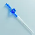 Künstlerischer blauer Glasstrohhalm mit Spiraldesign für Säfte - Stil H / Transparent Blau