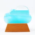 Creative cloud-shaped storm glass weather predictor with blue liquid and wood base - Blue