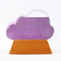 Elegant cloud storm glass weather forecast bottle with purple liquid and wooden base - Purple