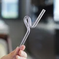 Künstlerischer mundgeblasener gebogener Strohhalm aus Klarglas für Säfte und Milch - 波浪异形(A款) / Rosa