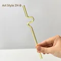 Einzigartiger gewellter Glasstrohhalm in Bernstein für Säfte und heiße Getränke. - 异形曲线(B款) / Bernsteingelb