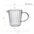 Heat-resistant striped glass milk pitcher with spout and handle 250ml - 250ML / Striped Milk Jug Style A / Striped Transparent (Style A)