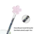 Elegante agitador de vidrio de flor de cerezo rosa con cristales de colores 19cm - Longitud 19 cm / Multicolor Profundo
