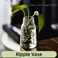 Minimalist wavy glass vase for hydroponic plants, 10.5cm height - Ribbed Texture Vase