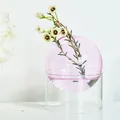 Nordic style minimalist pink spherical glass vase with clear cylindrical stand for plants - Spherical Rotatable Style / Base And Sphere Set / Pink