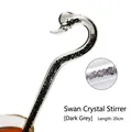 Elegante agitador de cristal de cisne en gris oscuro, longitud de 20cm para café - Tamaño 20cm / Gris oscuro
