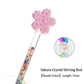 Agitador de vidrio termorresistente de flor de cerezo con cristales de colores, 19 cm - Longitud 19 cm / Multicolor