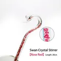 Elegante agitador de vidrio de cristal de cisne rojo rosa, variante de 20 cm para bebidas - Tamaño 20cm / Rosa rojo