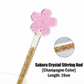 Agitador de vidrio con flor de cerezo y cristales de champán, longitud de 19 cm - Champán / Longitud 19 cm / Naranja