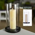 Large European style glass candle holder with black base and pillar candle - Large Size (No Stand)