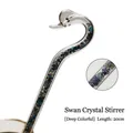 Elegante varita agitadora de vidrio resistente al calor con forma de cisne y cristales - Tamaño 20cm / Multicolor Profundo