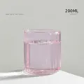 Pink ribbed glass cup with 200ml capacity for coffee tea and milk minimalist design - Pack / Pink Striped Style