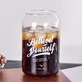 Soda can shaped glass cup with inspirational quotes for iced coffee - Printed Style (Cola Cup) / 501-600ml