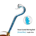 Elegante agitador de vidrio con forma de cisne y cristales azul océano de 20cm - Tamaño 20cm / Azul Claro