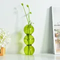 Minimalist green triple-bubble glass vase for elegant hydroponic plant home decoration - Small Gourd Style (hp2027) / Green