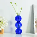 Cobalt blue bubble glass vase for hydroponic plants and home decor - Small Gourd Style (hp2027) / Blue