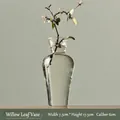 Elegant Japanese style transparent willow-shaped glass vase for zen home decor, 17.5cm height - Willow Leaf Bottle / W 7.5cm x H 17.5cm