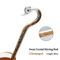 Agitador de vidrio cisne con cristales champagne para café y cócteles 20cm - Tamaño 20cm / Champán