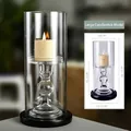 Large European style glass candle holder with clear cylinder cover - Large Size (With Stand)