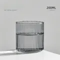 Heat-resistant ribbed glass cup in elegant grey with 200ml capacity for coffee and tea - Pack / Gray Ribbed Style