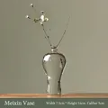 Minimalist transparent Zen-style glass vase with narrow mouth, 16cm height decoration - Meixin Bottle / W 7.5cm x H 16cm
