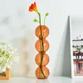 Modern amber glass bubble vase with four tiered spheres for elegant home tabletop decor - Large Gourd Style (hp2027) / Orange