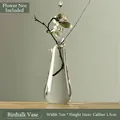 Transparent bird-shaped glass vase for Japanese Zen-style home flower arrangement - Bird Song Bottle / W 7cm x H 16cm
