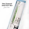 Elegant glass dip pen set with green crystal filling and ink in a blue gift box. - New Diamond Small Gift Box / Green