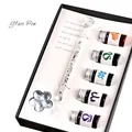 Luxury glass dip pen calligraphy set with 5 ink bottles in a diamond themed gift box - New Diamond Large Gift Box / White