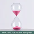 Glass hourglass timer with pink sand and flat base, 5-minute duration for desk decor - 5 Minutes / Pink Sand