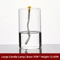 Lámpara de aceite decorativa de vidrio transparente, base 7 cm y altura 12,5 cm - L