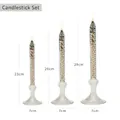 Elegante juego de 3 lámparas de aceite de vidrio transparente, forma vela, base 7cm. - Juego de 3 Piezas