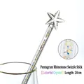 Premium glass star stirring rod with colorful crystals, 20cm length for coffee or cocktails. - Star Rhinestone (Rainbow Crystal) / 20cm