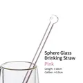 Rosa Borosilikatglas-Strohhalm mit rundem Kopf, 18 cm lang und 0,8 cm breit - Rundspitze / 8mm*18cm / Rosa
