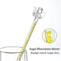Mélangeur en verre ange avec strass jaune soleil décoratif, longueur de 20 cm - Forme d'ange / Jaune Lumière