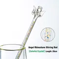 Élégant bâton mélangeur ange en verre 20cm avec strass colorés pour café et boissons. - Forme d'ange / Cristal arc-en-ciel