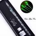 Premium light green luminous glass dip pen gift set with ink bottle and crystal pen rest - Gift Box Version / Light Green