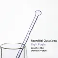 Hitzebeständiger hellvioletter Glasstrohhalm aus Borosilikatglas mit rundem Kopf - Rundspitze / 8mm*18cm / Hellviolett