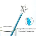 Elegant ocean blue rhinestone glass stirring rod with star top detail, 20cm length. - Star Rhinestone (Ocean Blue) / 20cm