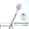 Mélangeur en verre ange avec strass colorés, longueur 20cm pour café et jus de fruit - Forme d'ange / Multicolore