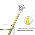 Elegant star-shaped glass drink stirrer with sunlight yellow rhinestones, 20cm length - Star Rhinestone (Sun Yellow) / 20cm