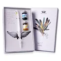 Handmade swan-shaped glass dip pen gift set with colorful ink bottles in box - Gift Box / White