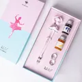 Creative ballerina glass dip pen gift set with two ink bottles and a pen rest - White Gift Box Set