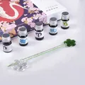 Elegantes handgefertigtes Glasfeder-Geschenkset mit bunten Tinten und Kirschblütenbox - Strass Große Geschenkbox (Kirschblütenstift) / 1 Stift + 5 Tinten + 1 Ablage / Grün