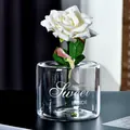 Elegant transparent glass vase featuring white 'Something Sweet Inside' letter print - Short Style Sweet