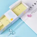 Handmade crystal glass dip pen gift set featuring a cute pink cartoon duck decoration - Gaga Pink Duck