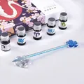 Handgefertigtes blaues Glasfeder-Set mit Glitzer und Kirschblüten-Geschenkkarton - Strass Große Geschenkbox (Kirschblütenstift) / 1 Stift + 5 Tinten + 1 Ablage / Blau